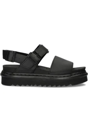 Dr. Martens Sko, Herre, Sort, 41 EU, Læder, Sorte Lædersandaler med Slingback Strop