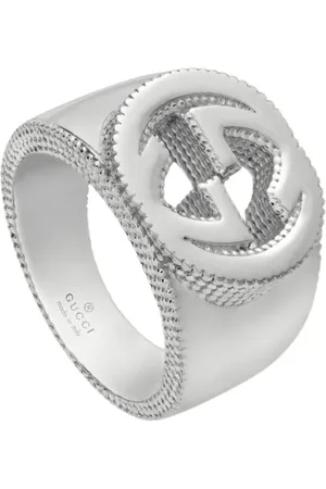 Gucci Tilbehør, Dame, Grå, 52 MM, Sølv Horsebit Ring GG Logo