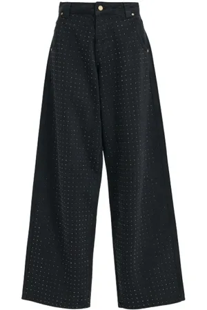 Essentiel Antwerp Jeans, Dame, Sort, W30, Bomuld, Freak Jean med strass, høj talje