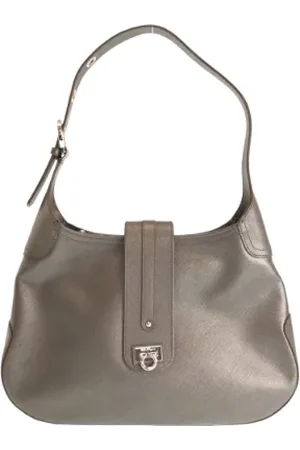 Salvatore Ferragamo Pre-owned, Dame, Grå, ONE SIZE, Uld, Pre-owned Laeder skuldertasker