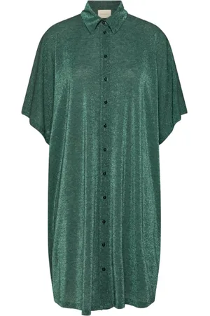 MOMONÍ Kjole, Dame, Grøn, 3XS, Polyester, Kort kimonoærme kjole