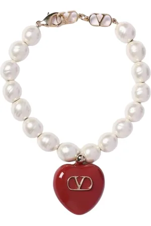 VALENTINO GARAVANI Tilbehør, Dame, Gul, S, Uld, Perle Hjerte Charme Armbånd Smykker