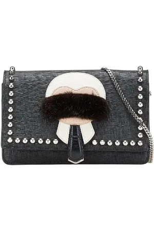 Fendi Pre-owned, Dame, Sort, ONE SIZE, Uld, Pre-owned Laeder skuldertasker