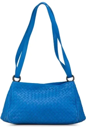 Bottega Veneta Pre-owned, Dame, Blå, ONE SIZE, Uld, Pre-owned Laeder skuldertasker