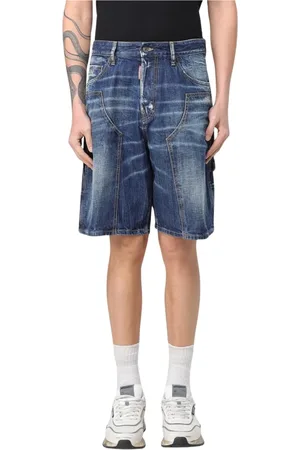Dsquared2 Shorts, Herre, Blå, 2XL, Denim, Slidte Denim Shorts Håndværk med Detaljer