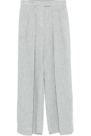 Brunello Cucinelli Bukser, Dame, Grå, M, Bomuld, Isblå Metallic Trådning Bukser
