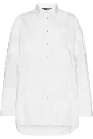 ROTATE Bluser & Skjorter, Dame, Hvid, S, Bomuld, Hvid Blomstret Oversized Skjorte