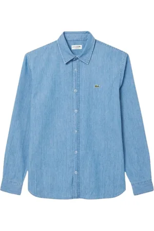 Lacoste Skjorte, Herre, Blå, L, Denim, Denim skjorte med metal detaljer
