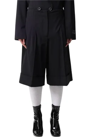 Msgm Shorts, Dame, Sort, S, Uld, Sorte Plisserede Shorts