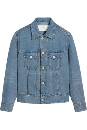 Ami Jakke, Herre, Blå, L, Denim, Blå Knappet Jakke med Lommer