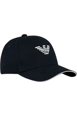 Emporio Armani Tilbehør, unisex, Blå, ONE SIZE, Bomuld, Blå Baseballkasket med ikonisk ørneprint