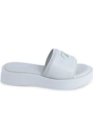Calvin Klein Sko, Dame, Grøn, 38 EU, Læder, Grøn Læder Casual Slides