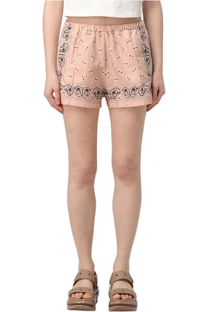 Palm Angels Shorts, Dame, Lyserød, M, Uld, Print Linen Shorts i