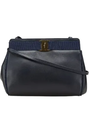 Salvatore Ferragamo Pre-owned, Dame, Blå, ONE SIZE, Uld, Pre-owned Laeder skuldertasker