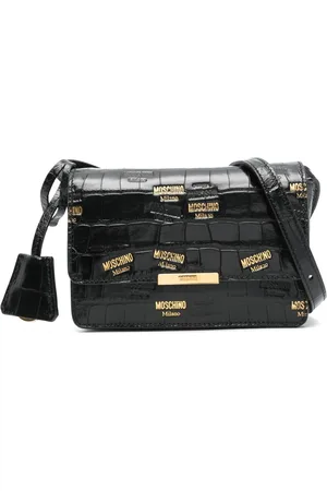 Moschino Taske, Dame, Sort, ONE SIZE, Uld, Krokodille Print Skuldertaske Sort