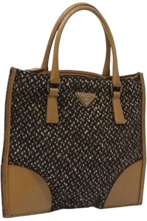 Prada Pre-owned, Dame, Brun, ONE SIZE, Uld, Pre-owned Uld hndtasker