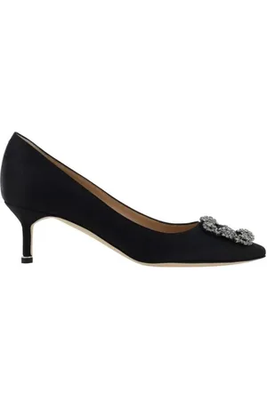 Manolo Blahnik Sko, Dame, Sort, 39 EU, Satin, Crystal Buckle Silk Satin Pumps