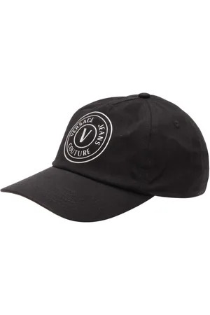 VERSACE Tilbehør, Herre, Sort, ONE SIZE, Bomuld, Bomuld V-Emblem Baseball Hat Sort/Sølv