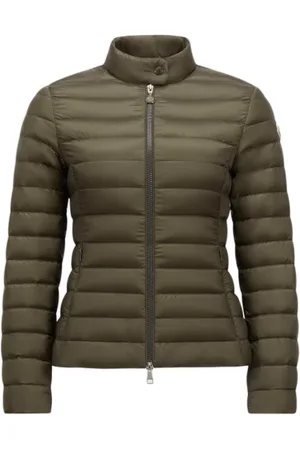 Moncler Jakke, Dame, Grøn, XS, Uld, Grøn Dunjakke med Lynlås