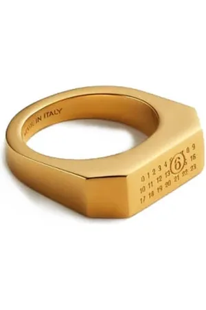Maison Margiela Tilbehør, Dame, Gul, L, Uld, Gylden numerisk signaturring i messing