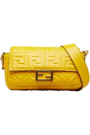 Fendi Pre-owned, Dame, Gul, ONE SIZE, Uld, Pre-owned Laeder skuldertasker