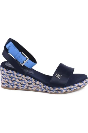 Tommy Hilfiger Sko, Dame, Blå, 38 EU, Polyester, Blå Kile Espadrilles Sandaler