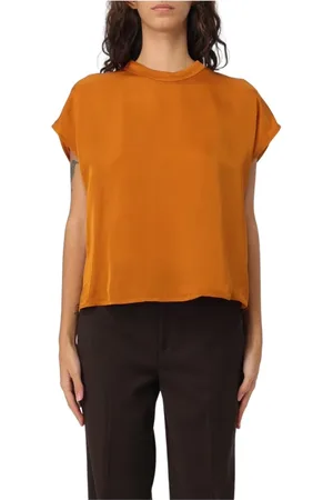 Twin-Set Bluser & Skjorter, Dame, Gul, M, Uld, Kortærmet V-hals Bluse