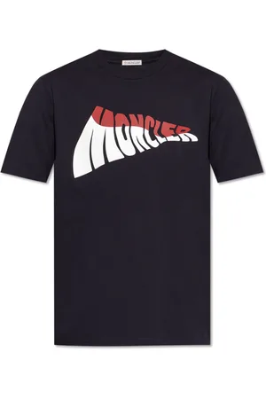 Moncler Top, Herre, Blå, S, Bomuld, Trykt T-shirt