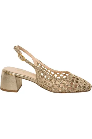 BIANCA DI Sko, Dame, Gul, 37 EU, Uld, Vævet guld slingback sandaler