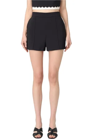 Elisabetta Franchi Shorts, Dame, Sort, M, Uld, Sort Kort Kjole med Vid Hem