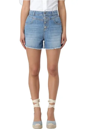 Liu Jo Shorts, Dame, Blå, W27, Denim, Knapdetalje Denim Shorts