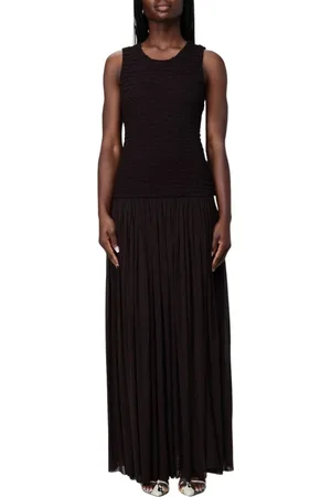 Jil Sander Kjole, Dame, Brun, S, Brun Maxi Kjole med Smocked Bodice