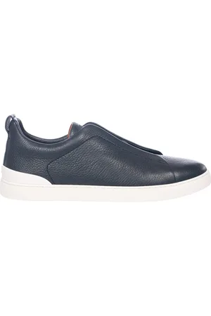 Ermenegildo Zegna Sko, Herre, Blå, 42 EU, Læder, Lav-Top Triple Stitch Sneakers