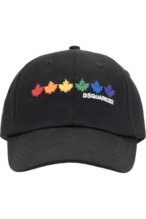 Dsquared2 Tilbehør, unisex, Sort, ONE SIZE, Bomuld, Farverig Logo Baseball Cap Fibbia