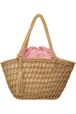 La Milanesa Taske, Dame, , ONE SIZE, Uld, Mediterraneo Straw Skuldertaske i Ecru
