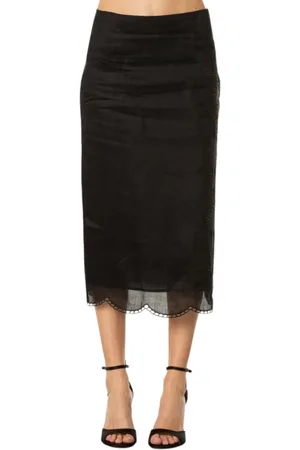 Max Mara Nederdel, Dame, Sort, S, Broderet Sort Nederdel
