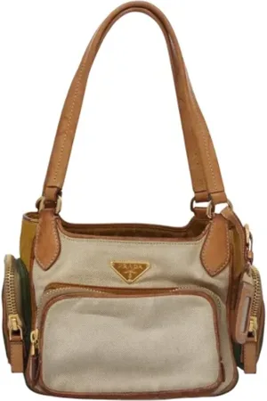 Prada Pre-owned, Dame, , ONE SIZE, Uld, Pre-owned canvas håndtasker