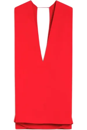 Sportmax Kjole, Dame, Rød, 2XS, Rød Ærmeløs Maxi Kjole V-udskæring
