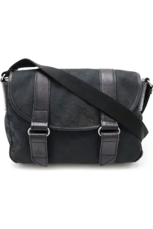 Gucci Pre-owned, Dame, Sort, ONE SIZE, Uld, Pre-owned Canvas skuldertasker