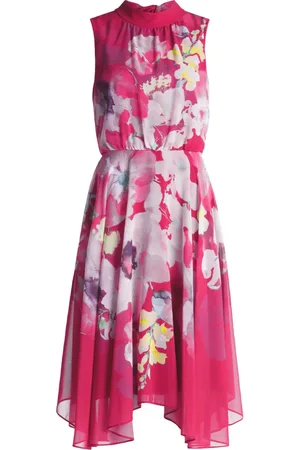 Vera Mont Kjole, Dame, Lyserød, XL, Chiffon, Blomstret Chiffon Kjole