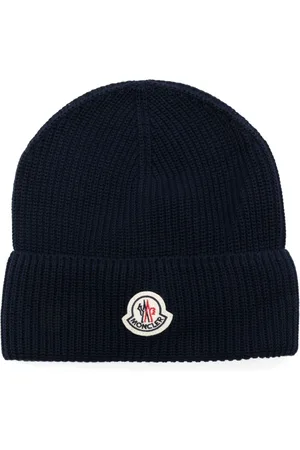 Moncler Tilbehør, Herre, Blå, ONE SIZE, Bomuld, Blå Bomulds Brioche Stitch Hat