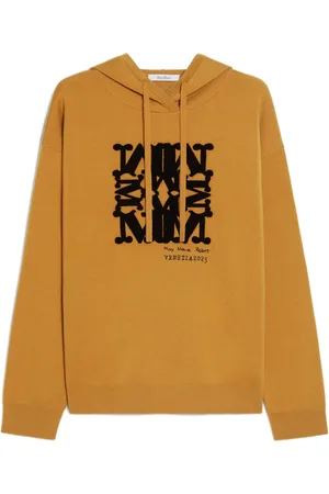 Max Mara Sweathshirts & Hoodies, Dame, Gul, XS, Uld, Gul Sweater med Hætte og Logo