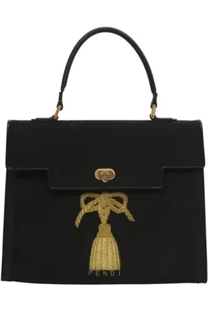 Fendi Pre-owned, Dame, Sort, ONE SIZE, Uld, Pre-owned canvas håndtasker
