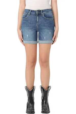 Liu Jo Shorts, Dame, Blå, W27, Uld, Stilfulde Denim Shorts Med Ombukket Kants