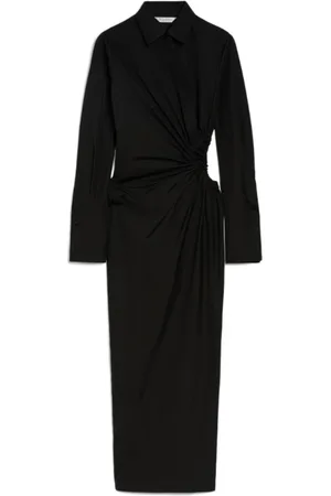 Max Mara Kjole, Dame, Sort, XS, Bomuld, Sort Skjortekjole med Unikke Detaljer