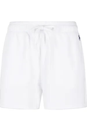 Ralph Lauren Shorts, Dame, Hvid, M, Bomuld, Hvide Elastiske Talje Shorts med Sidelommer