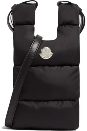 Moncler Taske, Dame, Sort, ONE SIZE, Læder, Sort læderrumtaske med metallogo