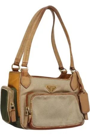 Prada Pre-owned, Dame, , ONE SIZE, Uld, Pre-owned canvas håndtasker