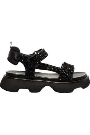 Jeannot Sko, Dame, Sort, 36 EU, Læder, Sort strass sports sandal