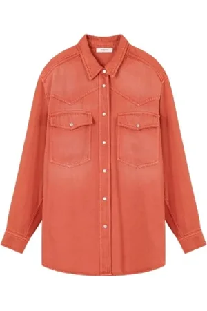 Isabel Marant Bluser & Skjorter, Herre, , 3XS, Denim, Denim Oversized Skjorte med Lange Ærmer